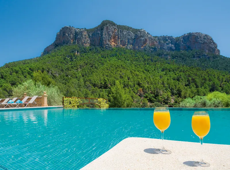 Pool at Hotel Rural S'Olivaret with views of the Tramuntana mountains Hotel Rural S'Olivaret